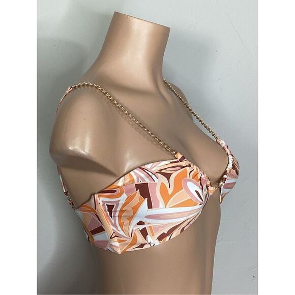 New. L*SPACE orange paisley chain bikini top. Medium. Retails $99 - Picture 6 of 11